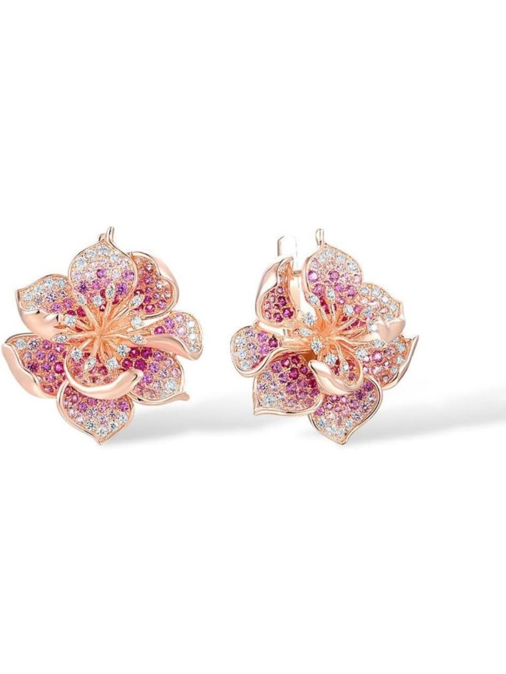 Sterling Silver 925 Flower Earrings with Colorful Gemstones - Elegant Jewelry